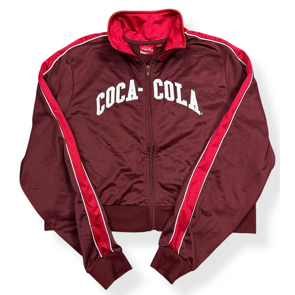 Coca-Cola Coke‎ Women's Size L Maroon & Red Zip Up Track Style Jacket Sweatshirt